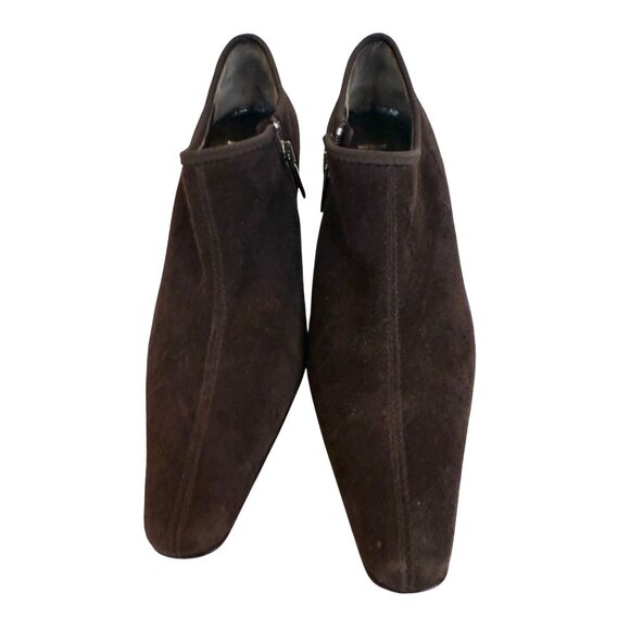 Aquatalia by Marvin K Brown Suede Pointed Toe Cone Heel Booties 9.5 Quiet Luxury - Picture 2 of 8